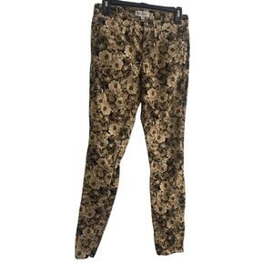 Woman Madewell Corduroys Black Brown Flowers Size 26.